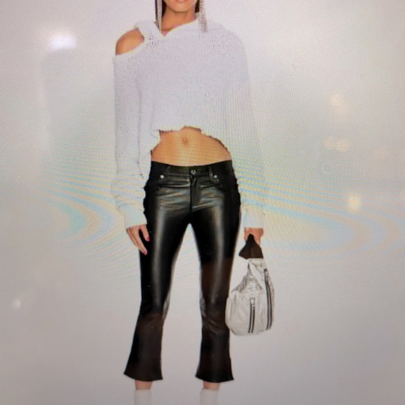 Ben Taverniti Unravel Project lilac grey cutout cropped sweater - Picture 1 of 5